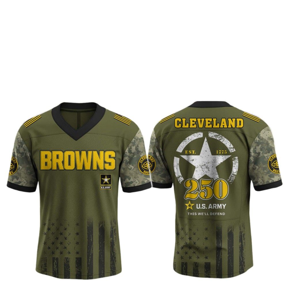 2025 Browns 250th Anniversary US Army Jersey - Grishko.com football jersey product view 2