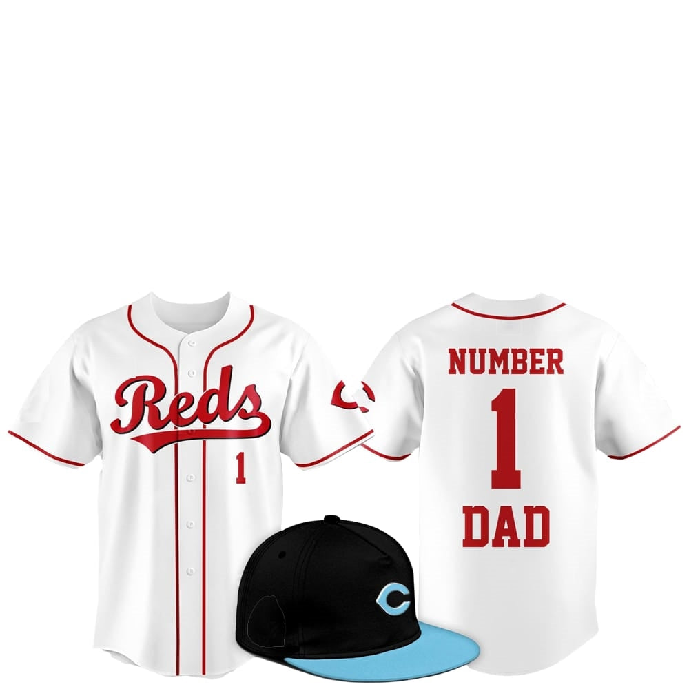 2025 Cincinnati Reds Father Day Number 1 Dad Baseball Jersey - Grishko.com baseball jersey product view 1
