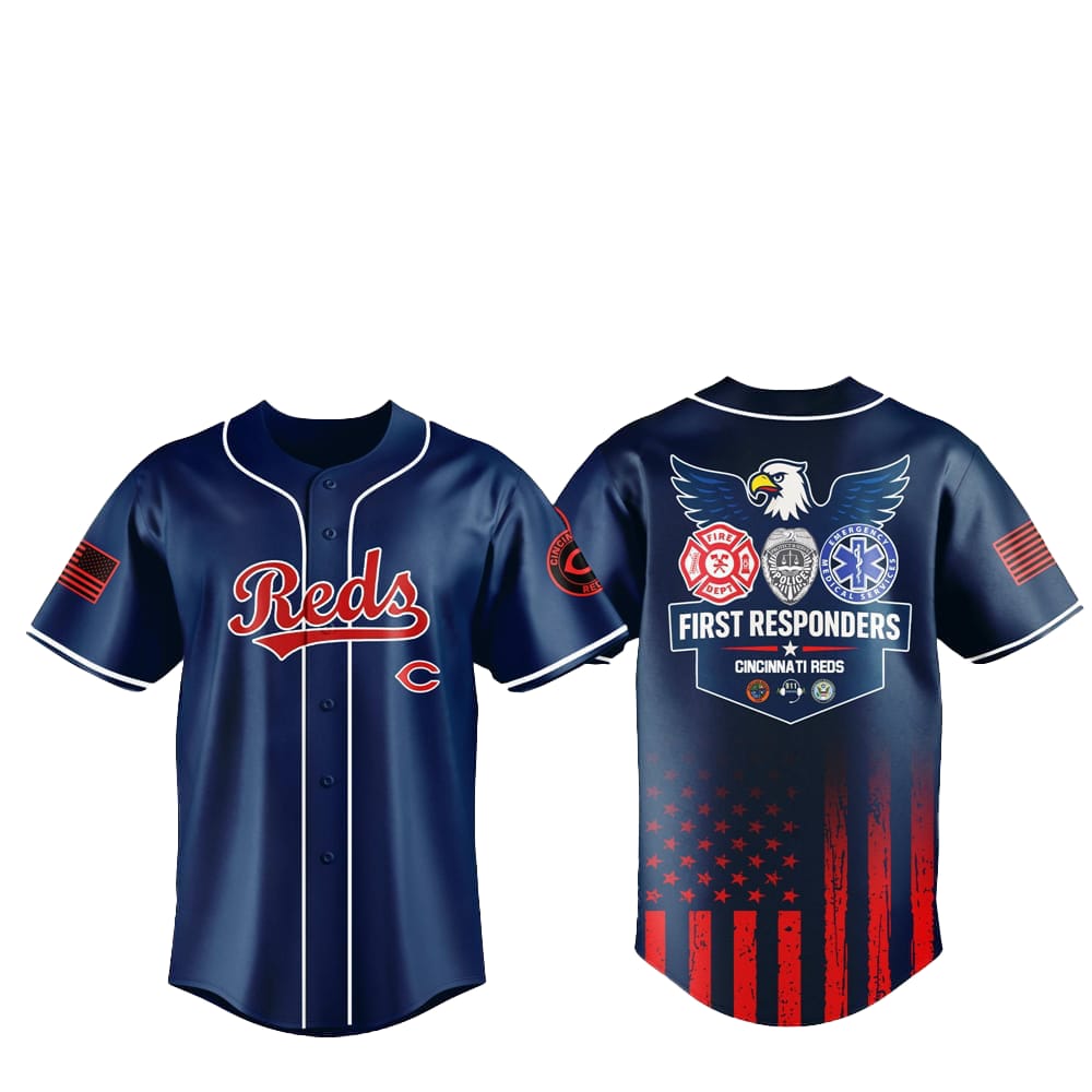 2025 Cincinnati Reds First Responders Night Jersey - Grishko.com baseball jersey product view 1