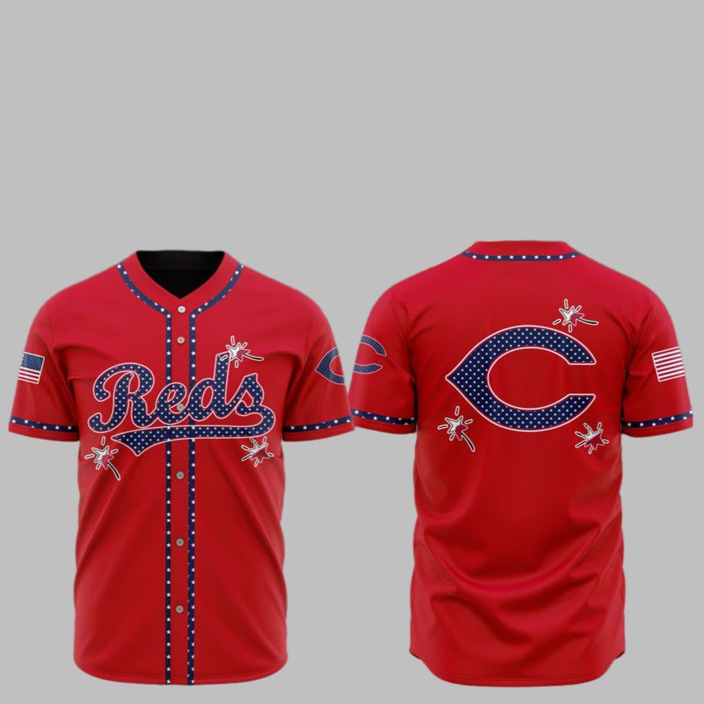 2025 Cincinnati Reds Happy Independence Day Baseball Jersey - Grishko.com baseball jersey product view 1