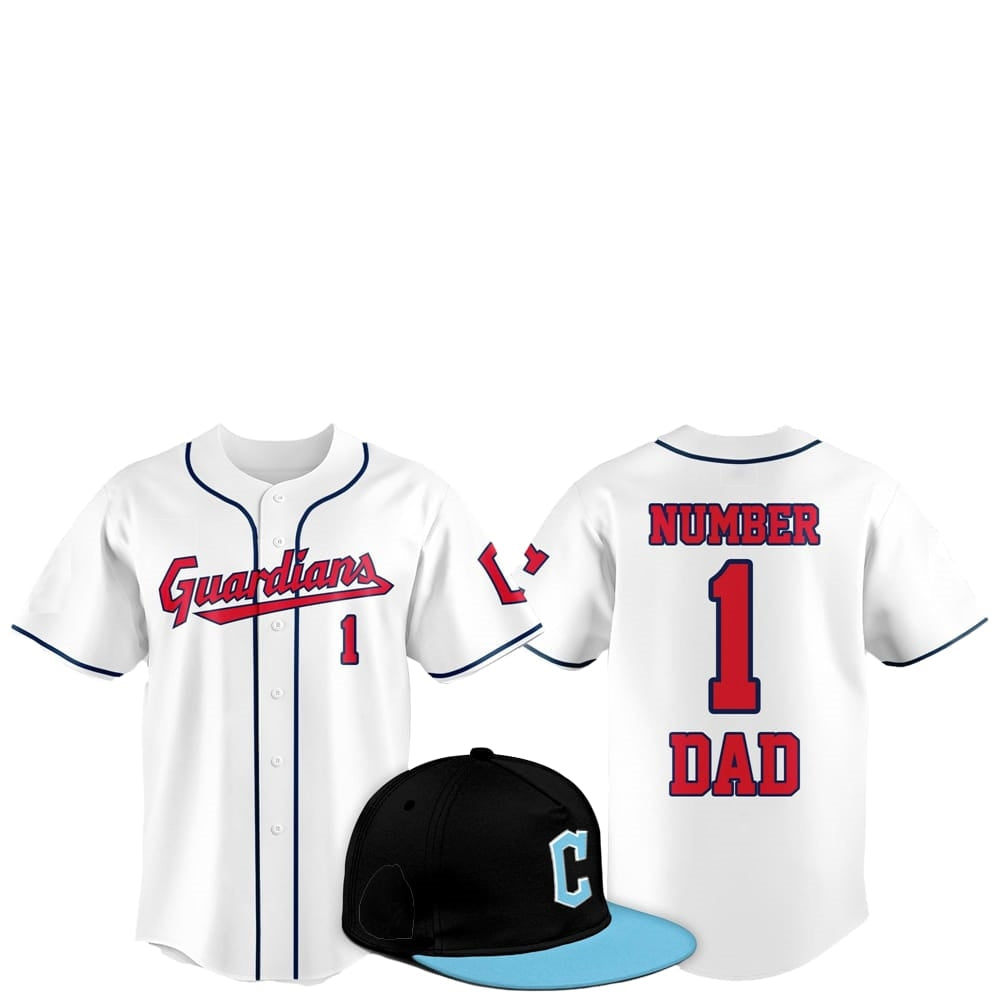 2025 Cleveland Guardians Father Day Number 1 Dad Baseball Jersey - Grishko.com baseball jersey product view 1