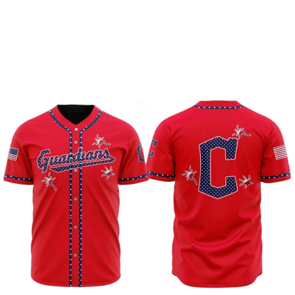 2025 Cleveland Guardians Happy Independence Day Baseball Jersey - Grishko.com baseball jersey product view 2