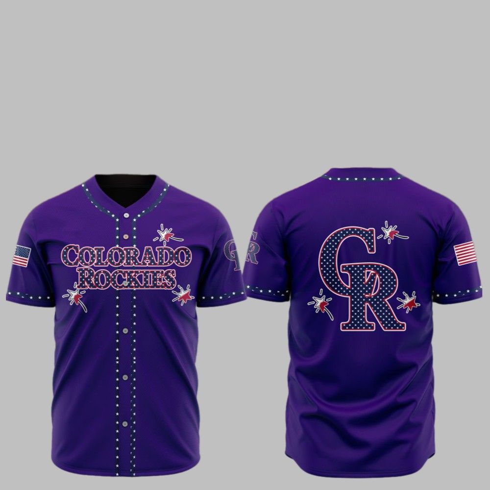 2025 Colorado Rockies Happy Independence Day Baseball Jersey - Grishko.com baseball jersey product view 1