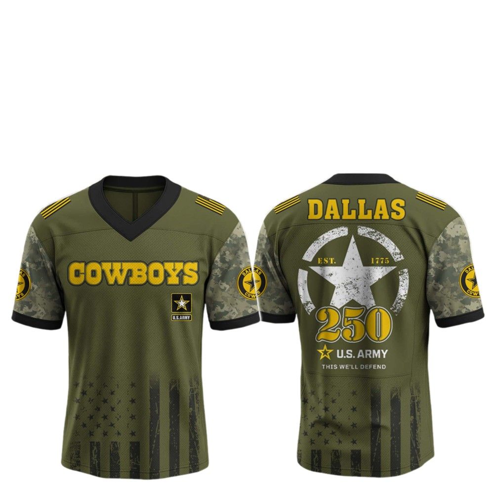 2025 Cowboys 250th Anniversary US Army Jersey - Grishko.com football jersey product view 2