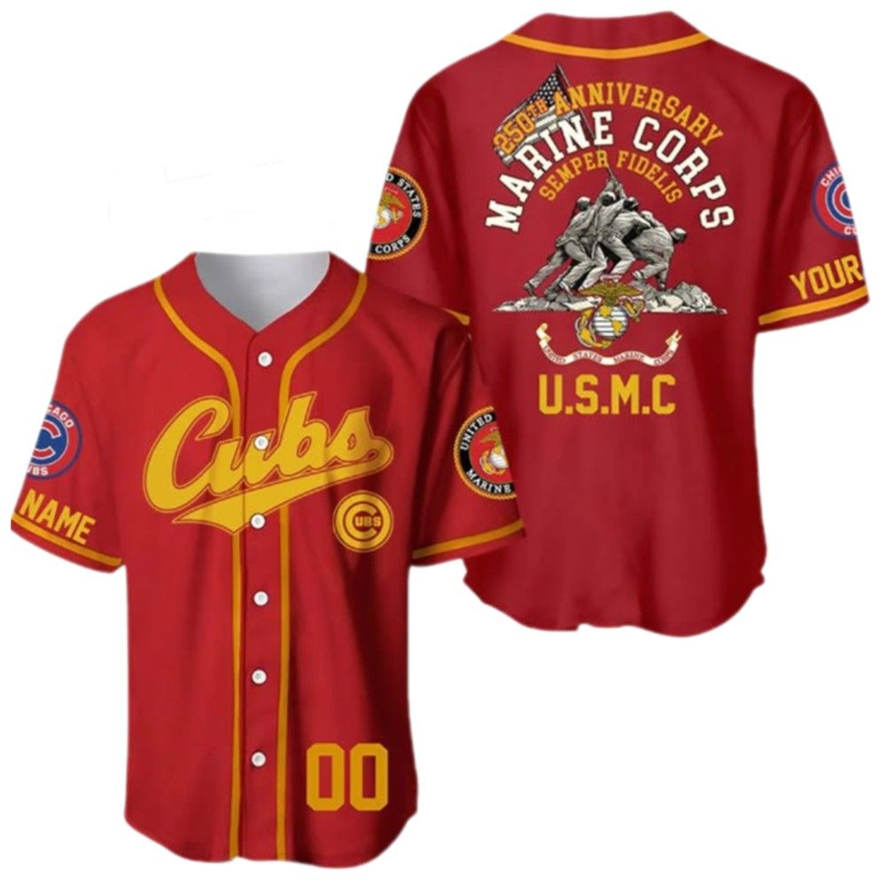 2025 Cubs 250th Marine Corps Birthday Jersey - Grishko.com baseball jersey product view 2