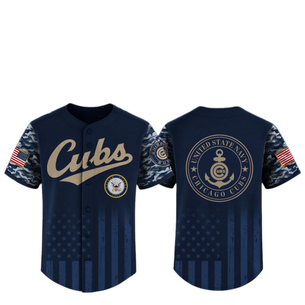 2025 Cubs US Navy Appreciation Night Jersey - Grishko.com baseball jersey product view 2