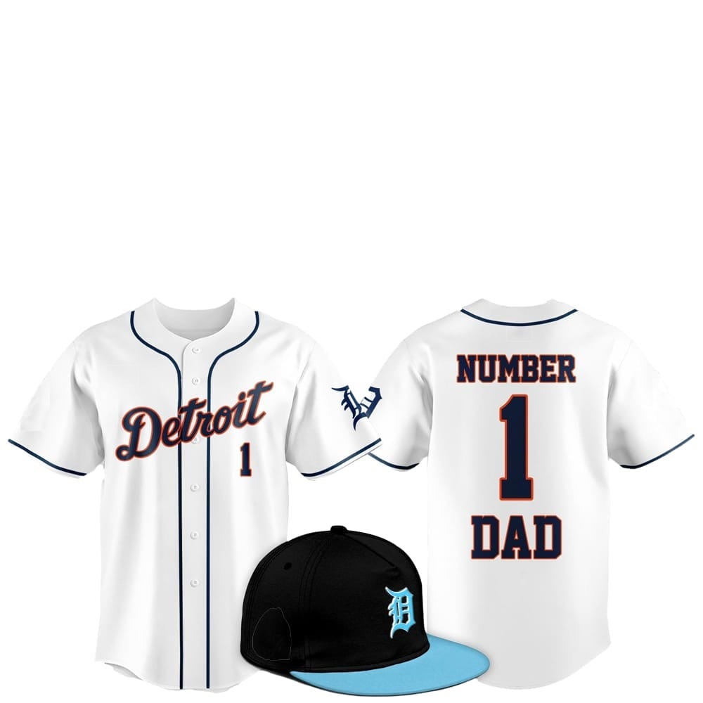 2025 Detroit Tigers Father Day Number 1 Dad Baseball Jersey - Grishko.com baseball jersey product view 1