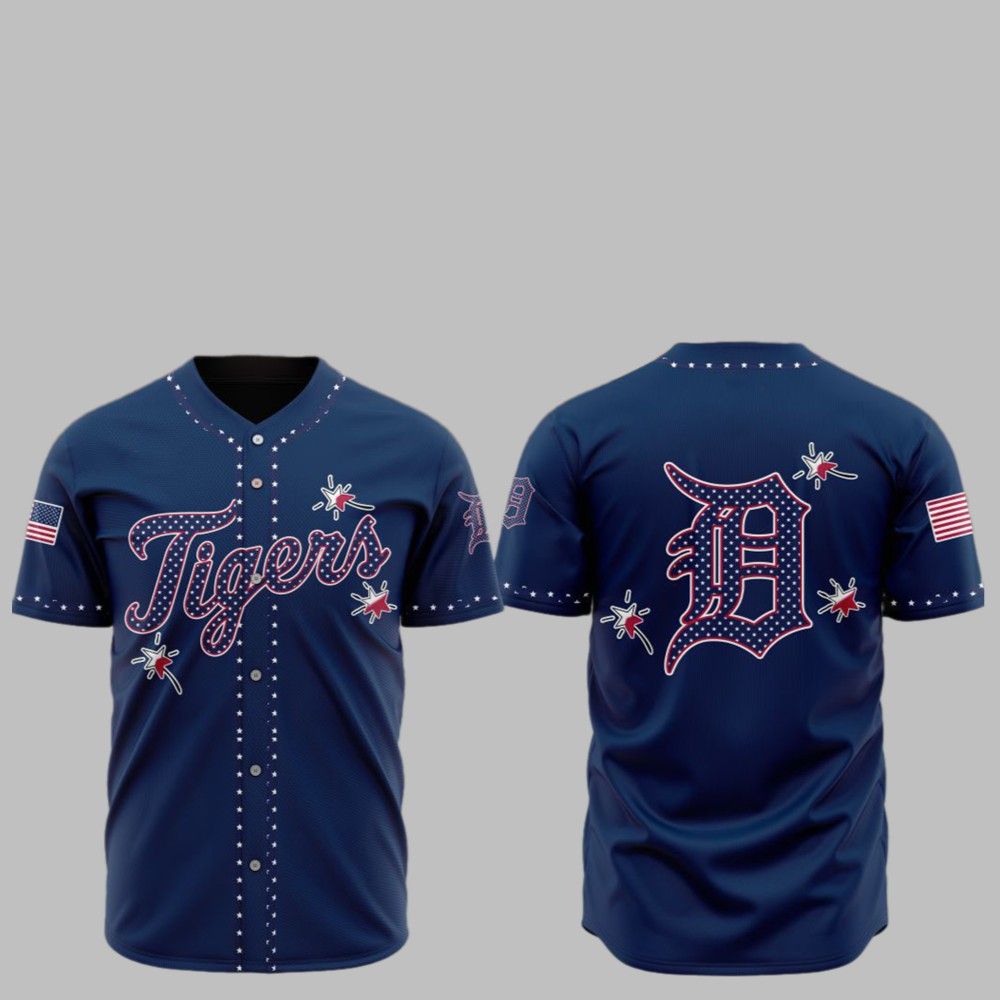 2025 Detroit Tigers Happy Independence Day Baseball Jersey - Grishko.com baseball jersey product view 1