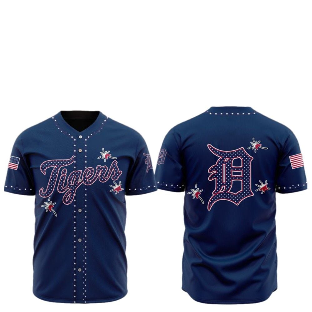 2025 Detroit Tigers Happy Independence Day Baseball Jersey - Grishko.com baseball jersey product view 2