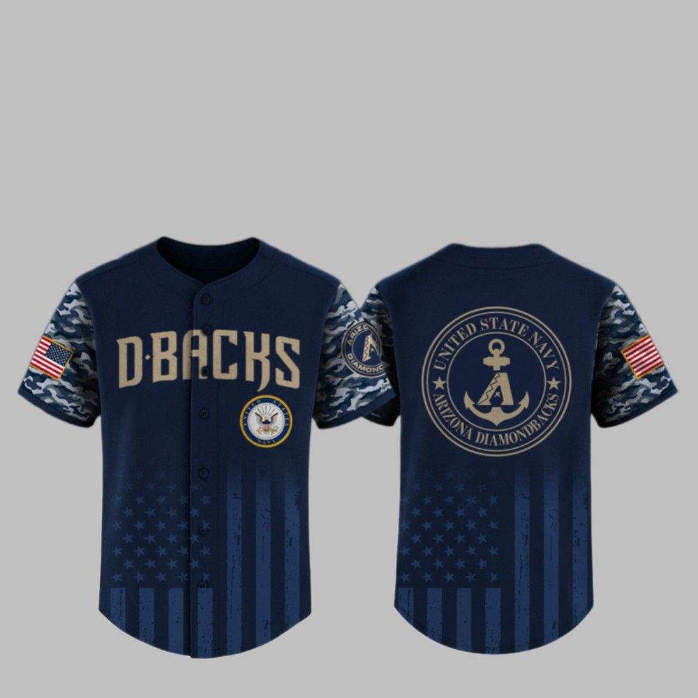 2025 Diamondbacks United State Navy Military Appreciatuon Night Jersey - Grishko.com baseball jersey product view 1