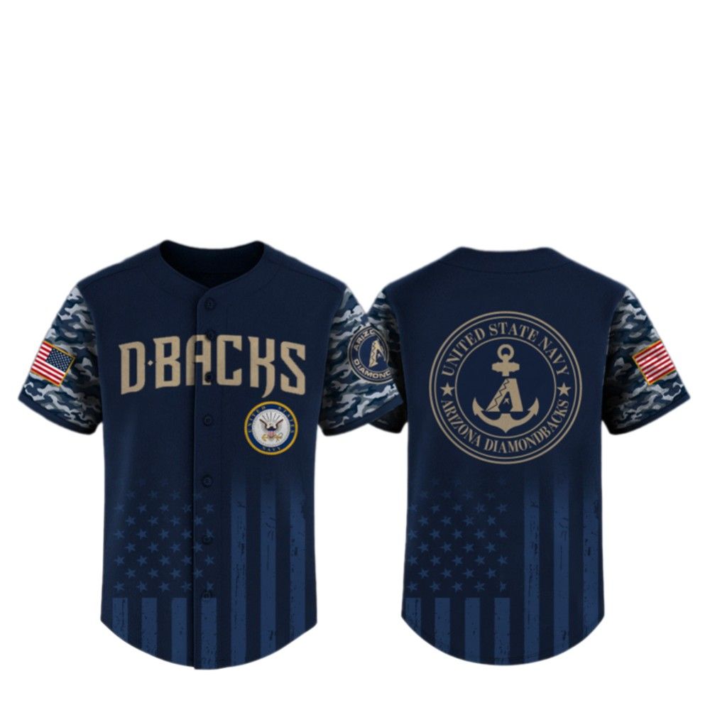 2025 Diamondbacks United State Navy Military Appreciatuon Night Jersey - Grishko.com baseball jersey product view 2
