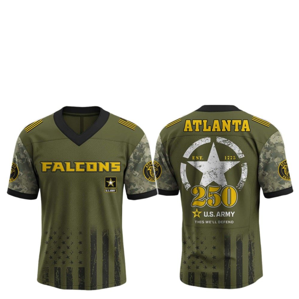 2025 Falcons 250th Anniversary US Army Jersey - Grishko.com football jersey product view 2