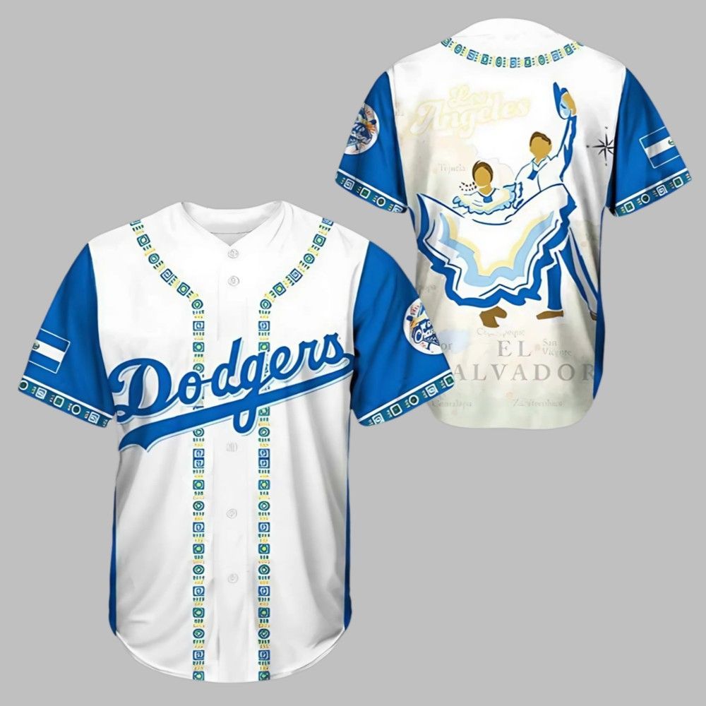 2025 Giveaway Dodgers Salvadoran Heritage Night Jersey - Grishko.com baseball jersey product view 1