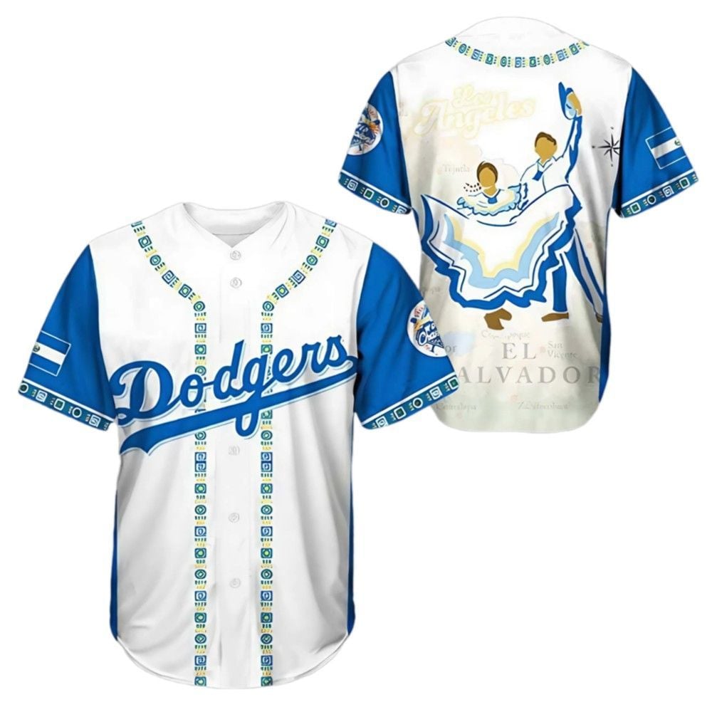 2025 Giveaway Dodgers Salvadoran Heritage Night Jersey - Grishko.com baseball jersey product view 2
