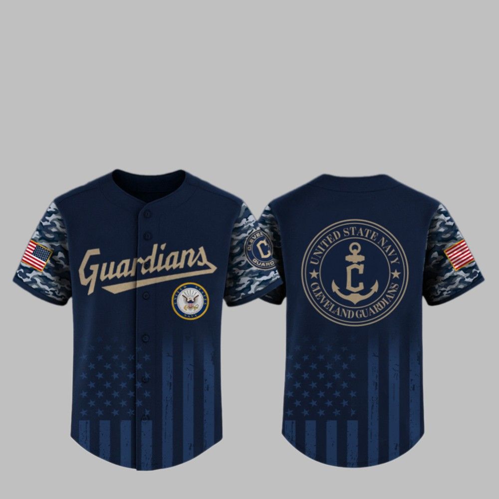 2025 Guardians US Navy Appreciation Night Jersey - Grishko.com baseball jersey product view 1