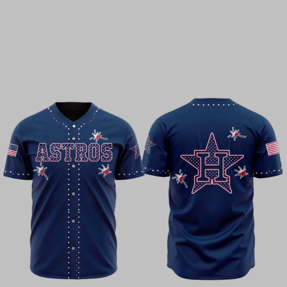 2025 Houston Astros Happy Independence Day Baseball Jersey baseball jersey product view 1