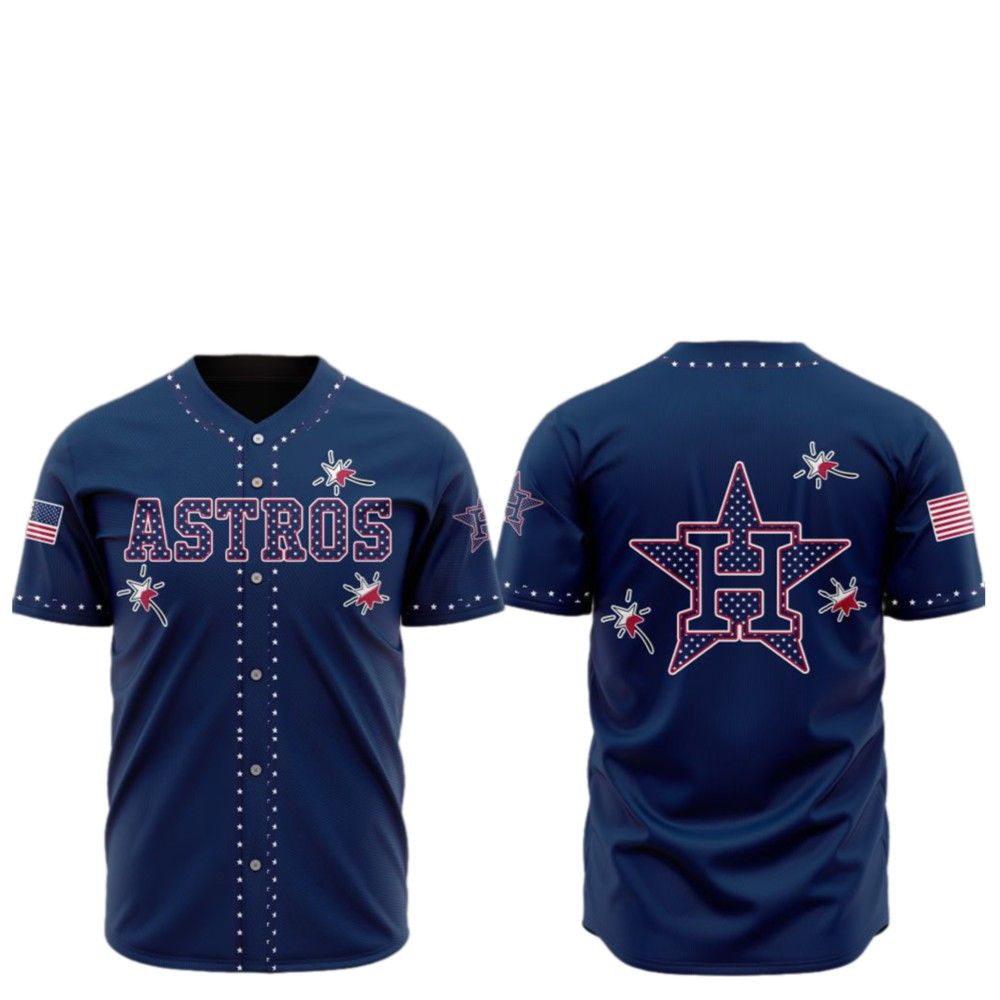 2025 Houston Astros Happy Independence Day Baseball Jersey baseball jersey product view 2