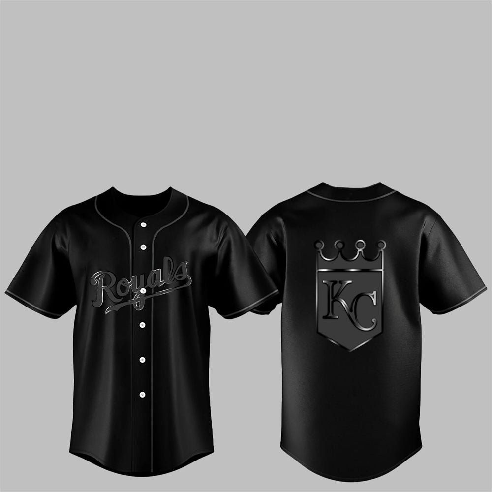 2025 KC Royals Back In Black Jersey - Grishko.com baseball jersey product view 1
