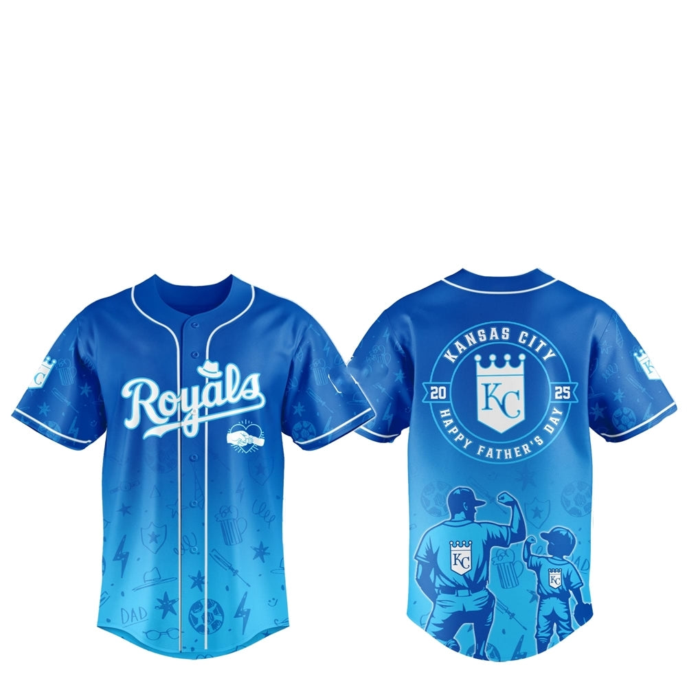 2025 KC Royals Happy Father Day Baseball Jersey Combo - Grishko.com baseball jersey product view 1