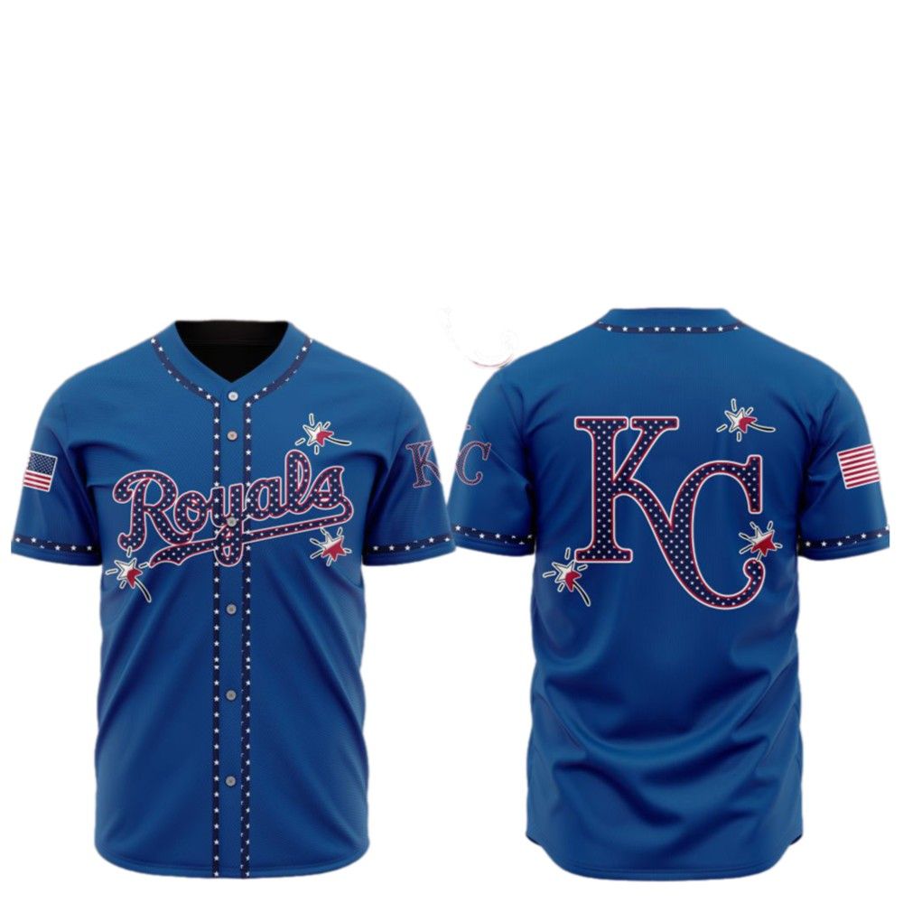 2025 KC Royals Happy Independence Day Baseball Jersey - Grishko.com baseball jersey product view 2