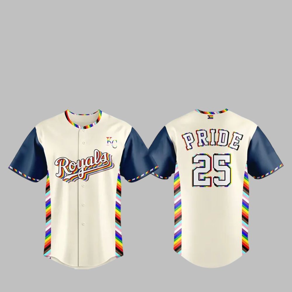 2025 KC Royals Pride Month Jersey - Grishko.com baseball jersey product view 1
