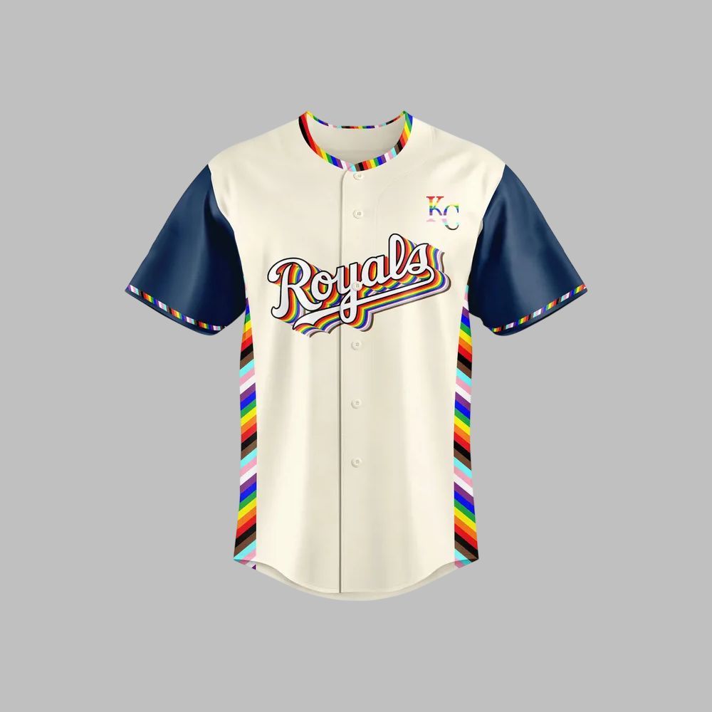 2025 KC Royals Pride Month Jersey - Grishko.com baseball jersey product view 2