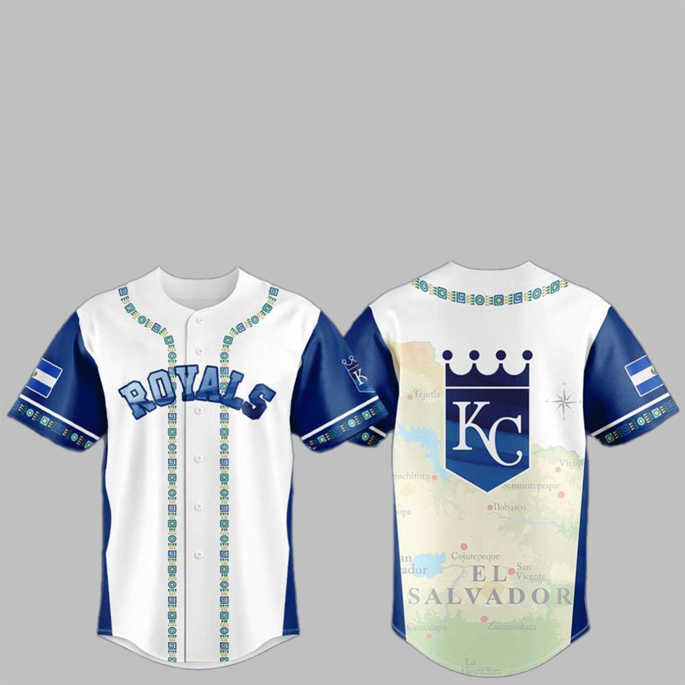 2025 KC Royals Salvadoran Heritage Jersey - Grishko.com baseball jersey product view 1