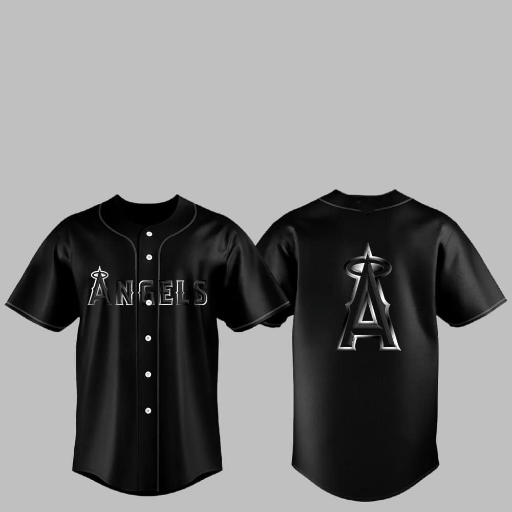2025 LA Angels Back In Black Jersey - Grishko.com baseball jersey product view 1