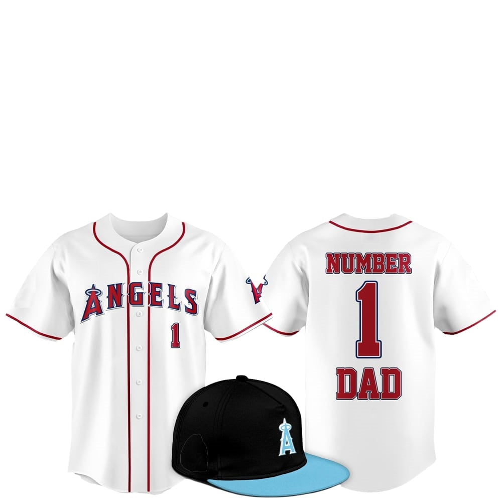 2025 LA Angels Father Day Number 1 Dad Baseball Jersey baseball jersey product view 1