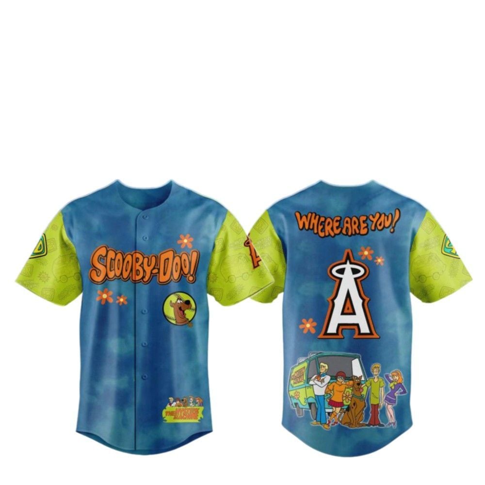2025 LA Angels Scooby-Doo Baseball Jersey baseball jersey product view 2