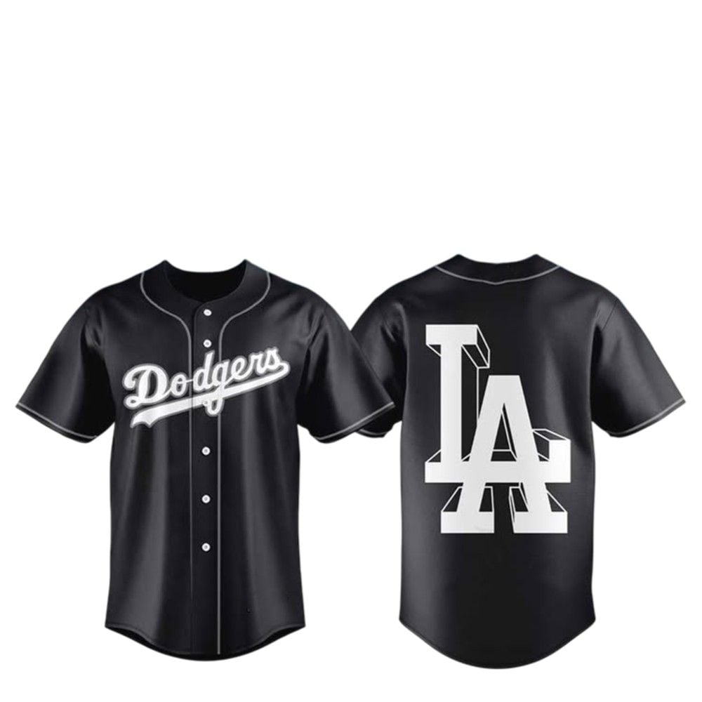 2025 LA Dodgers Black Lights Out Jersey baseball jersey product view 2