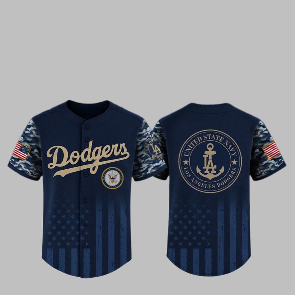 2025 LA Dodgers US Navy Appreciation Night Jersey baseball jersey product view 1