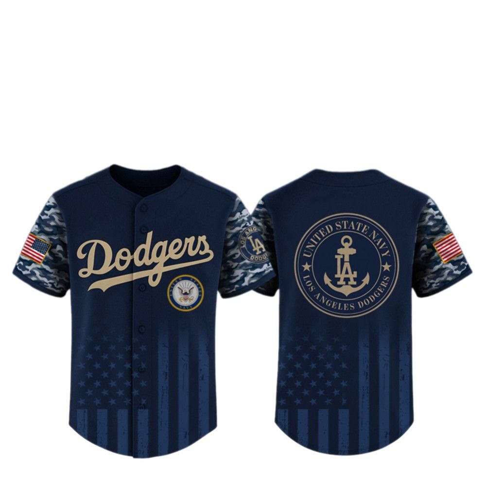 2025 LA Dodgers US Navy Appreciation Night Jersey baseball jersey product view 2