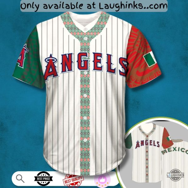 2025 Los Angeles Angels Mexican Heritage Night Baseball Jersey Shirt Giveaway baseball jersey product view 1