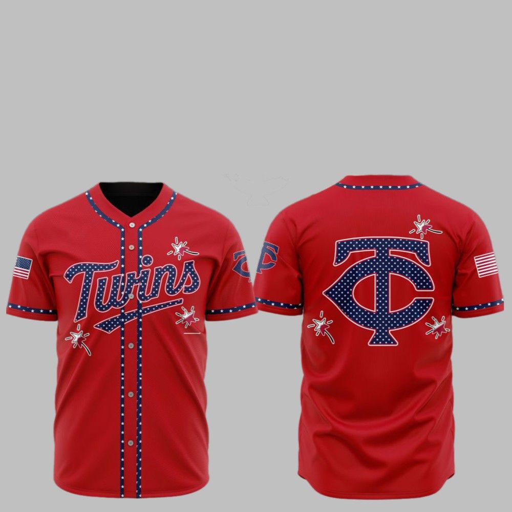 2025 Minnesota Twins Happy Independence Day Baseball Jersey baseball jersey product view 1