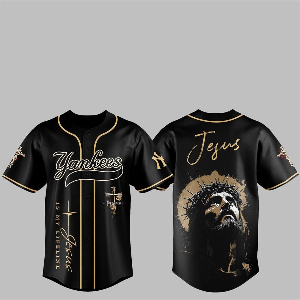 2025 NY Yankees Jesus Baseball Jersey baseball jersey product view 1