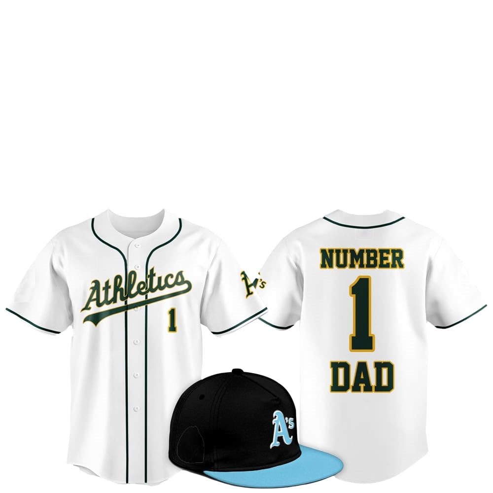 2025 Oakland Athletics Father Day Number 1 Dad Baseball Jersey baseball jersey product view 1