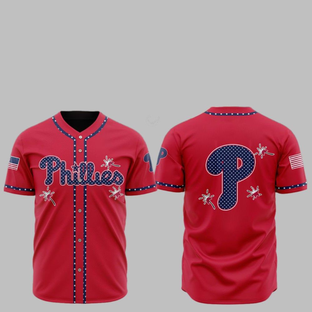 2025 Philadelphia Phillies Happy Independence Day Baseball Jersey baseball jersey product view 1