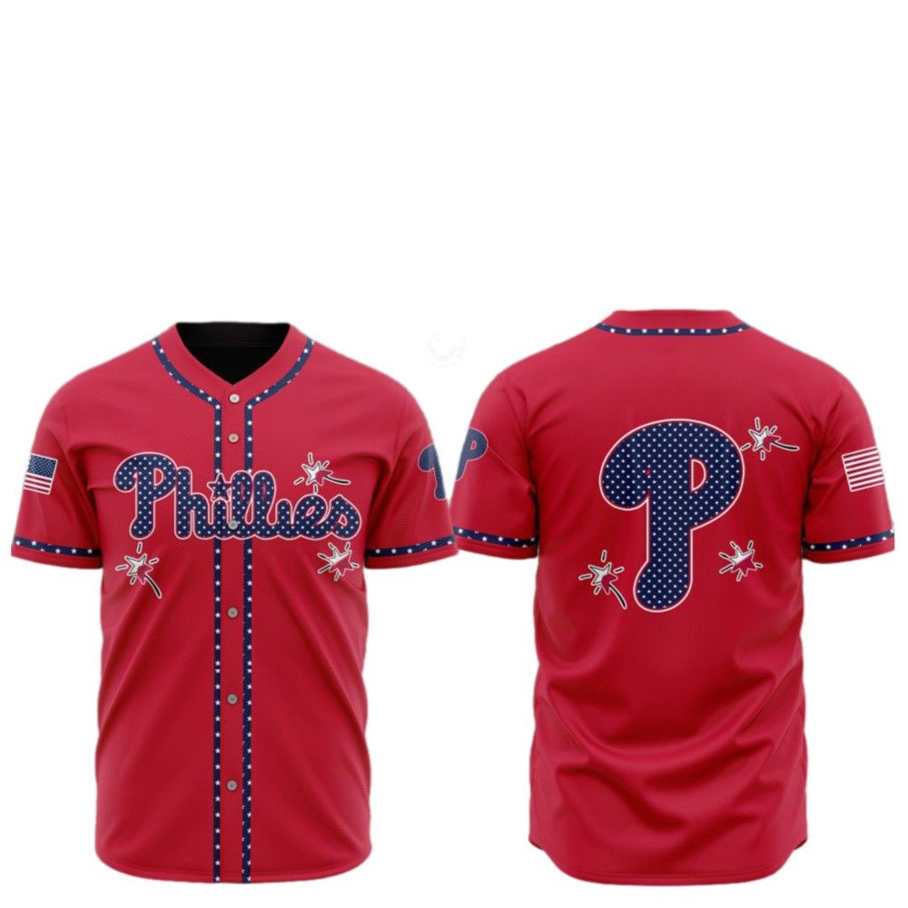 2025 Philadelphia Phillies Happy Independence Day Baseball Jersey baseball jersey product view 2