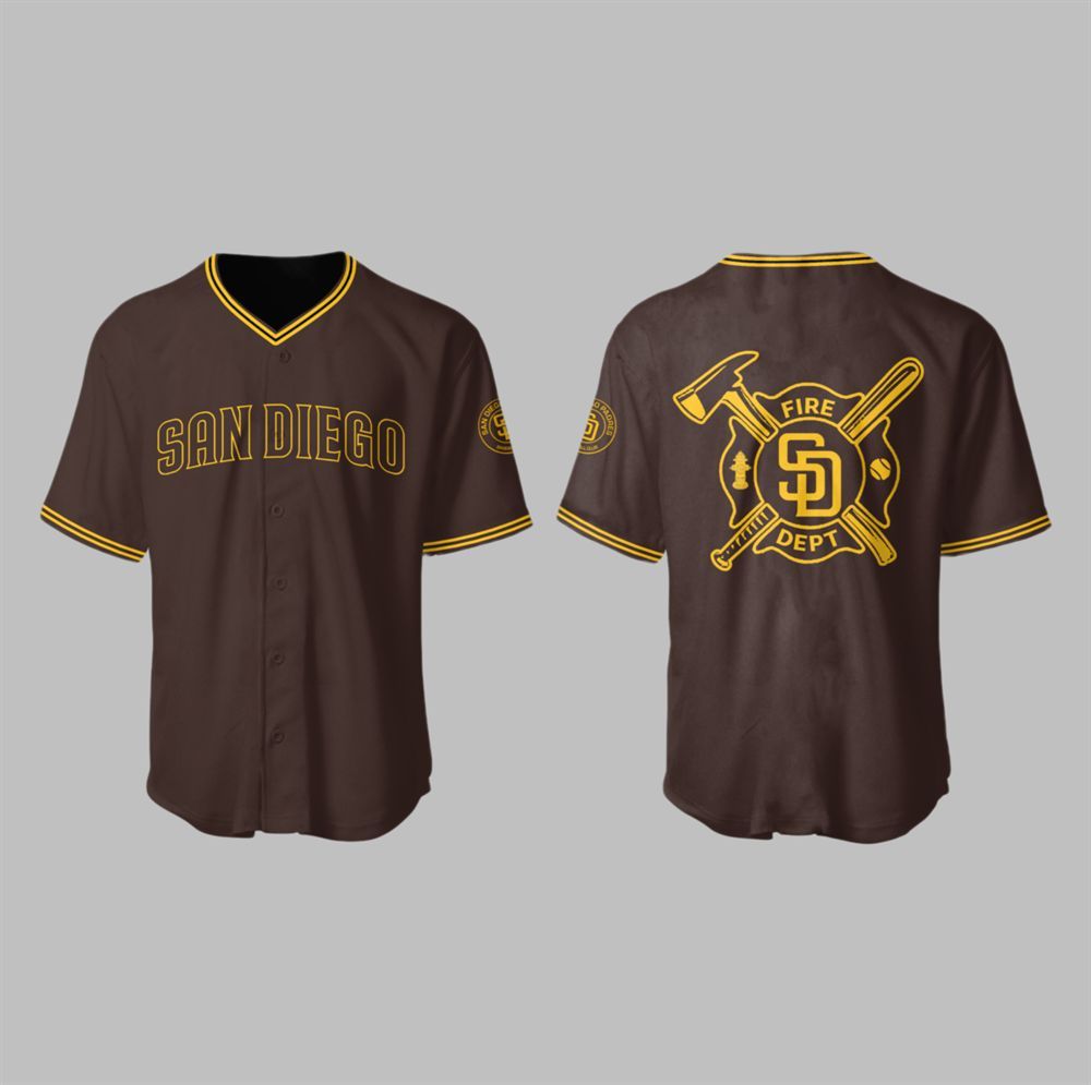 2025 SD Padres Firefighter Appreciation Night Jersey baseball jersey product view 1