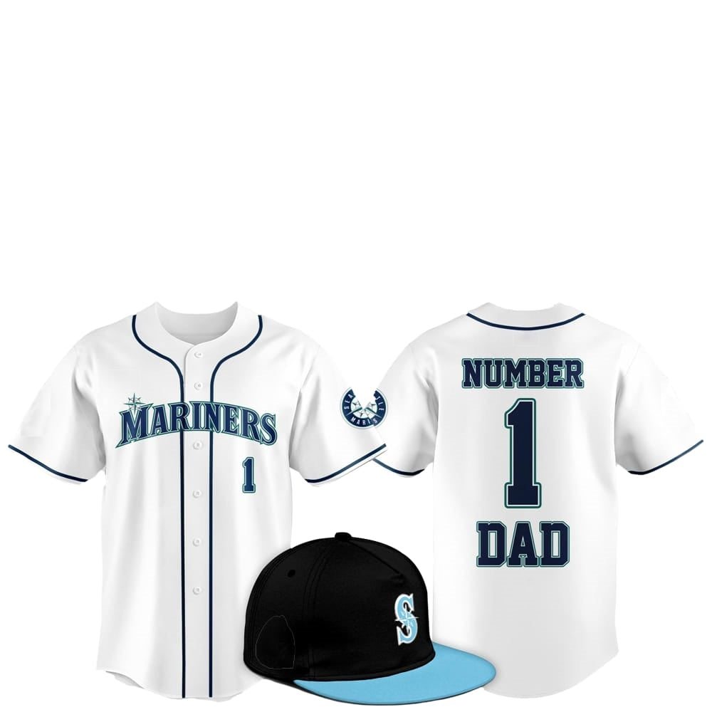 2025 Seattle Mariners Father Day Number 1 Dad Baseball Jersey baseball jersey product view 1