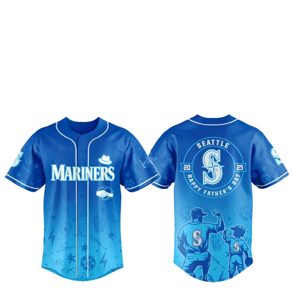 2025 Seattle Mariners Happy Father Day Baseball Jersey Combo baseball jersey product view 1
