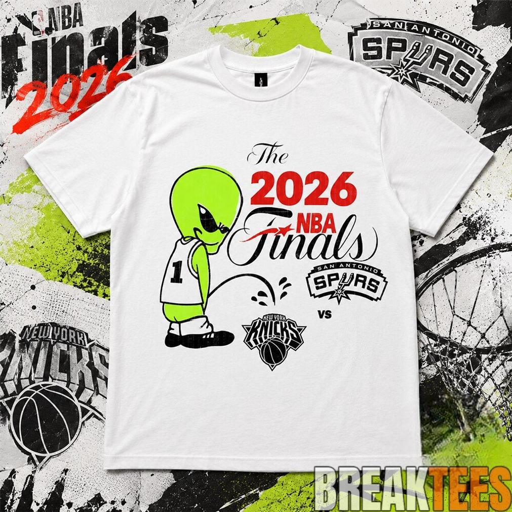 2026 NBA Finals Spurs Wemby Alien Pee On Knicks Shirt Unisex T-shirt, Sweatshirt, Hoodie, Long Sleeve Tee - T-Shirt, Sweatshirt, Hoodie
