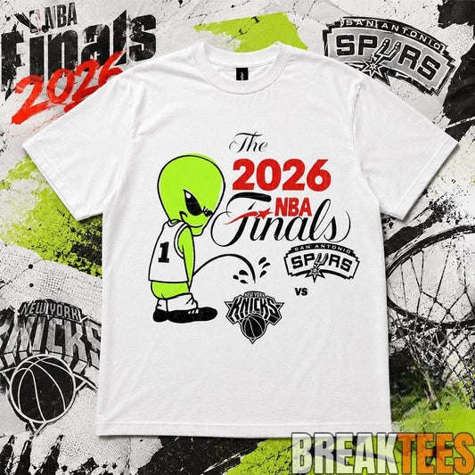 2026 NBA Finals Spurs Wemby Alien Pee On Knicks Shirt Unisex T-shirt, Sweatshirt, Hoodie, Long Sleeve Tee - T-Shirt, Sweatshirt, Hoodie