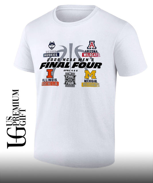 2026 NCAA Mens Final Four basketball 4 Teams shirt Unisex T-shirt, Sweatshirt, Hoodie, Long Sleeve Tee - T-Shirt, Sweatshirt, Hoodie