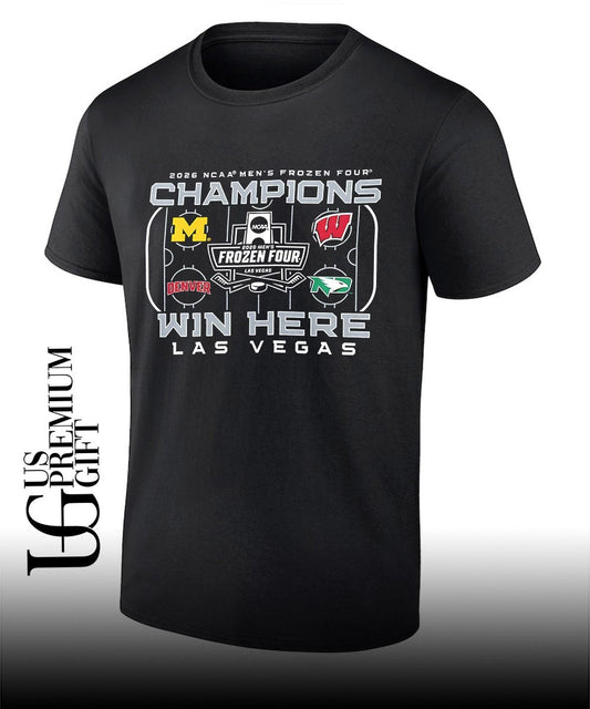 2026 NCAA Mens Frozen Four Champions Win Here Las Vegas shirt Unisex T-shirt, Sweatshirt, Hoodie, Long Sleeve Tee - T-Shirt, Sweatshirt, Hoodie