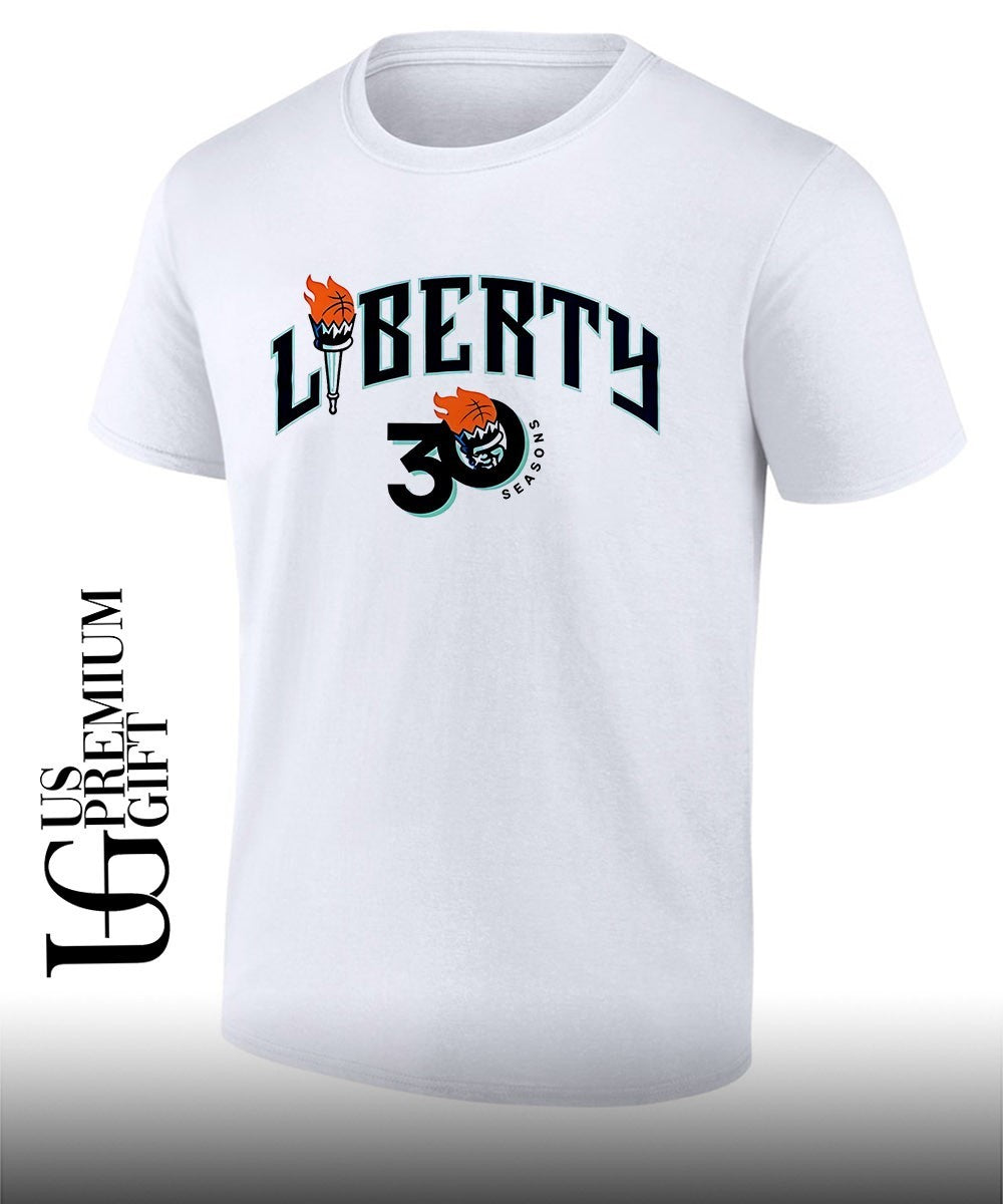 2026 New York Liberty Anniversary 30 Seasons Of Lighting It Up shirt Unisex T-shirt, Sweatshirt, Hoodie, Long Sleeve Tee - T-Shirt, Sweatshirt, Hoodie