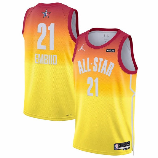 #21 Joel Embiid 2023 NBA All-Star Game Swingman Jersey - Orange Basketball Jersey basketball jersey product view 1