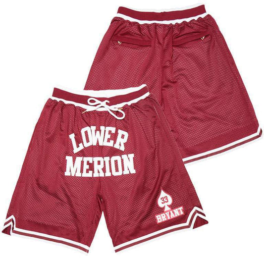 #33 KOBE BRYANT LOWER MERION FRONT LOGO BASKETBALL SHORTS1 College Football Jersey football jersey product view 1