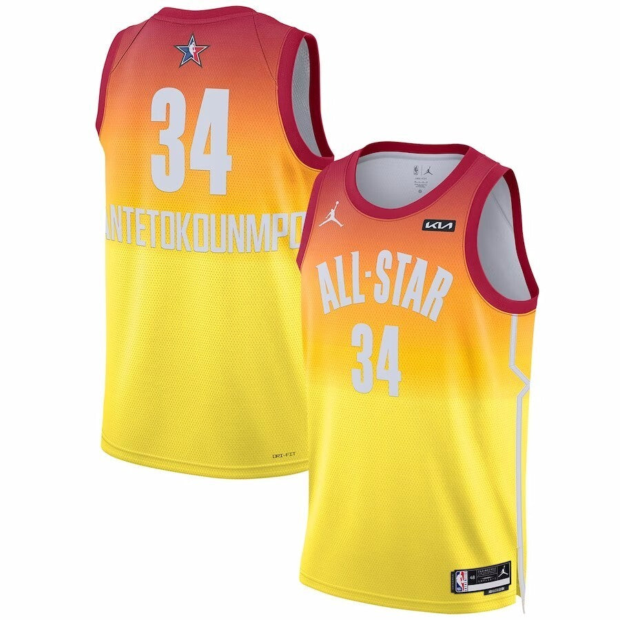 #34 Giannis Antetokounmpo 2023 NBA All-Star Game Swingman Jersey - Orange Basketball Jersey basketball jersey product view 1